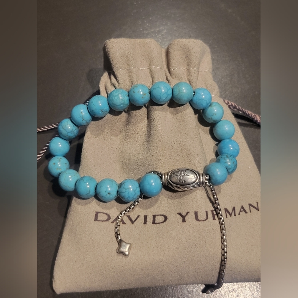 David Yurman Turquoise Beaded Bracelet with Sterling Accent